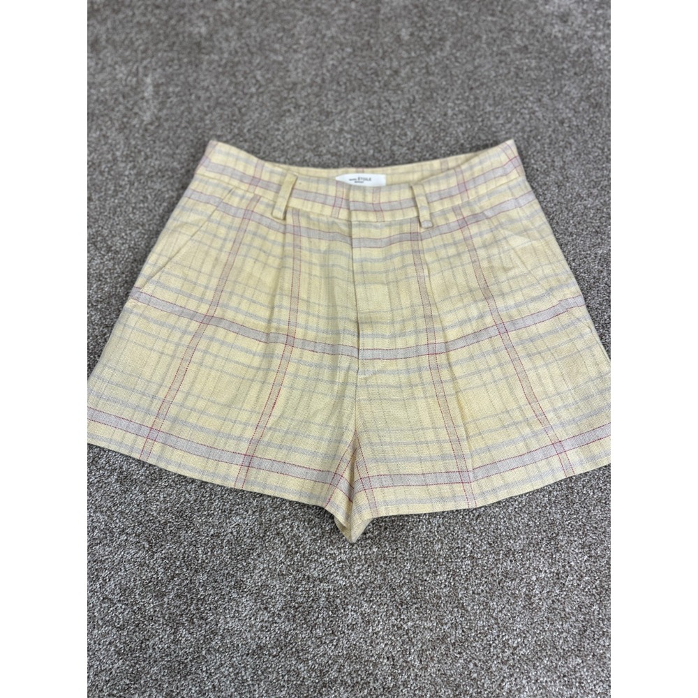 Isabel Marant Yellow Plaid Jean Shorts - Picture 10 of 10